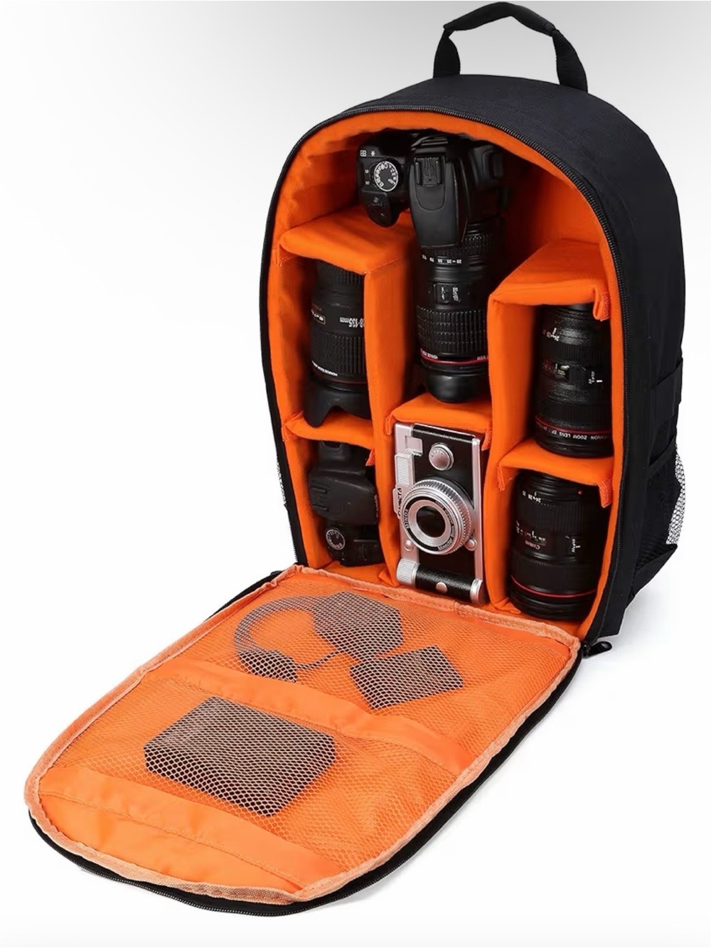 Professional Camera Backpack with Orange Interior Organizer
